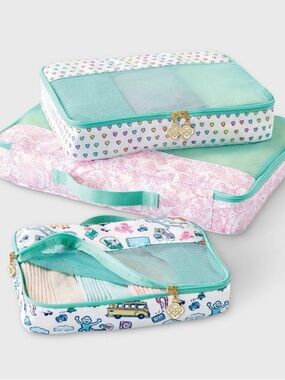 Roller Rabbit Packing Cubes Set in Teal and Pink